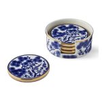 Chinoiserie Ceramic Coasters & Holder